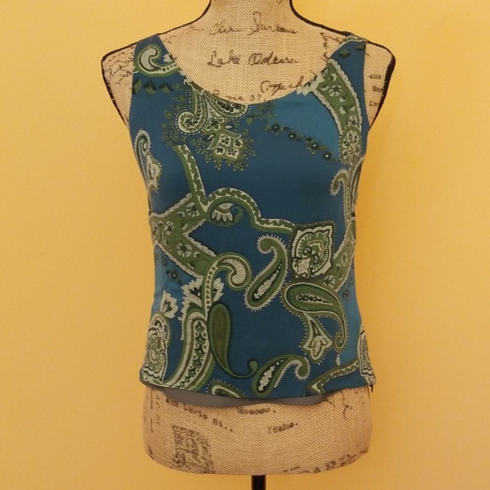 Bergamot green paisleys dressy tank B413:4:719